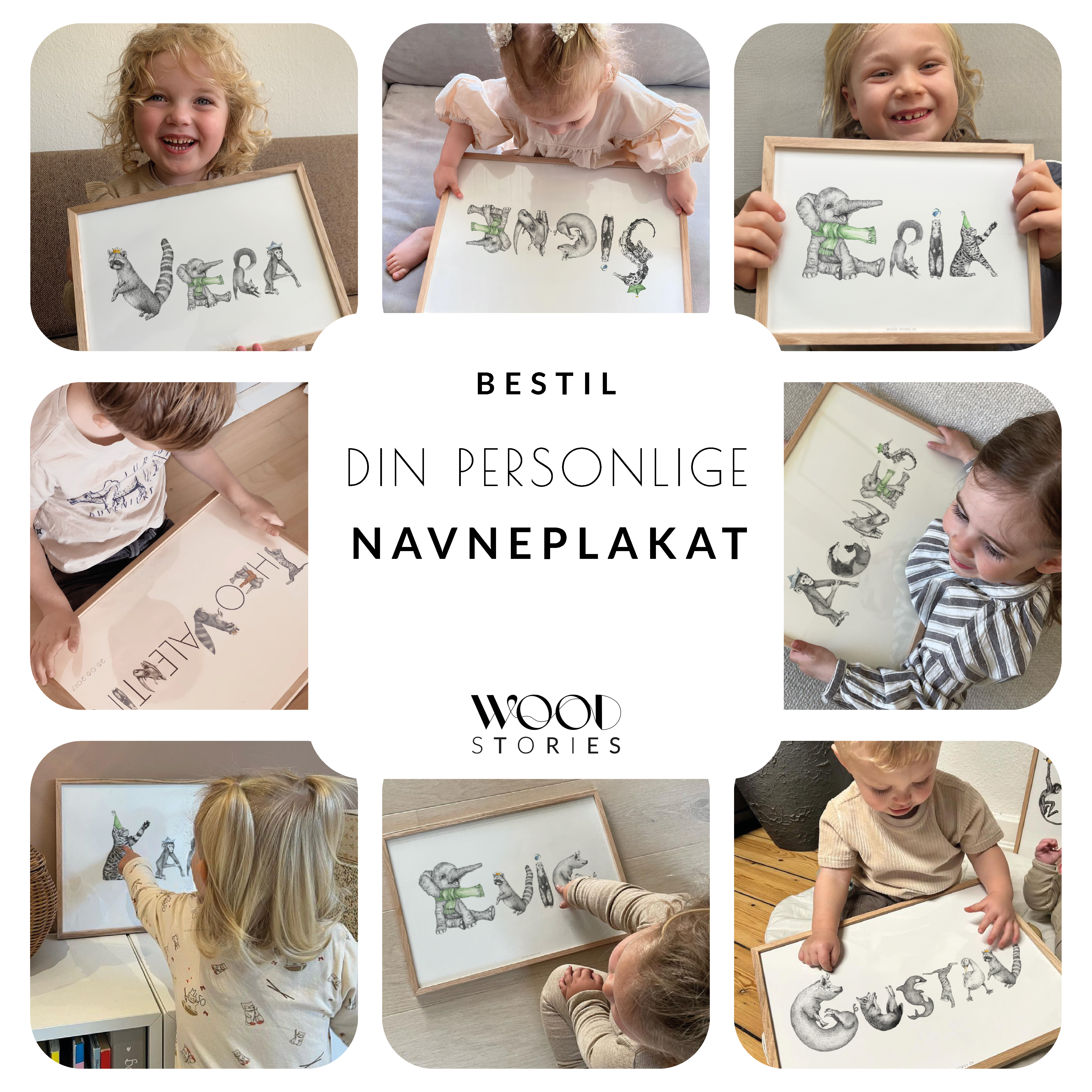Personlig navneplakat - med håndtegnede illustrationer